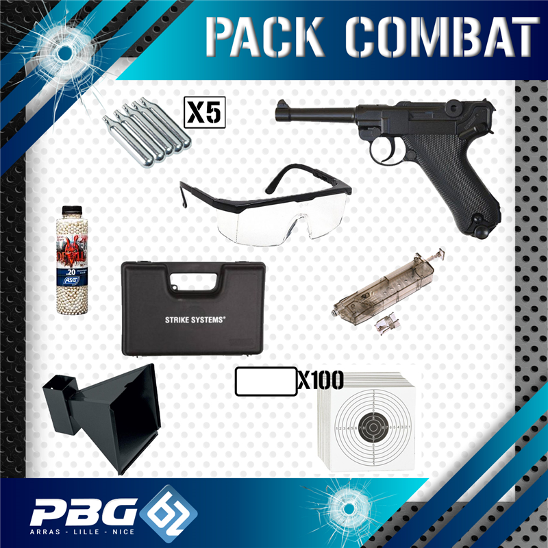 PACK COMBAT LUGER P08 CO2Armurerie PBG 62 Pack pistolet